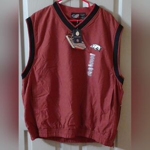 Arkansas Razorbacks Team Athletics Red Pullover Windbreaker Vest Men’s Large NWT